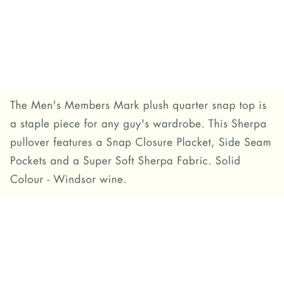 Members Mark Mens Size S Wine Alpine Sherpa Quarter Snap Pullover NEW - Picture 3 of 5